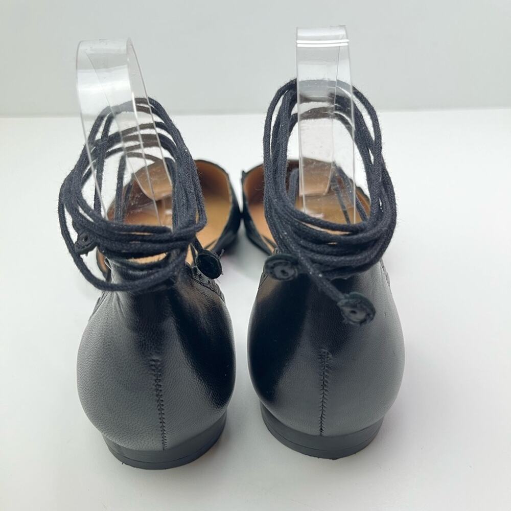 Jack Rogers Camille Leather D'Orsay Black Ankle Tie Flats - Picture 5 of 10